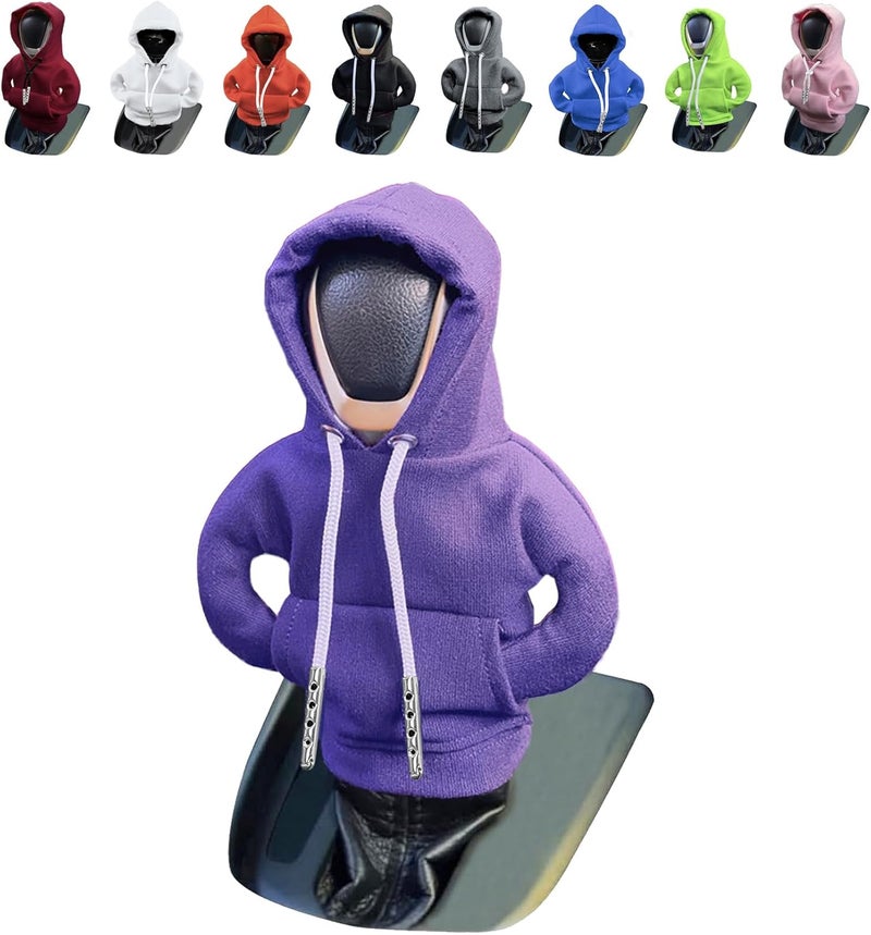vvag Gear Shift Hoodie,Universal Shift Knob Hoodie, 4.7 Inch Car Shifter Stick Protector Decoration, Funny Hoodie Car Gear Shift Cover, Auto Interior Accessories Shifter Hoodie (Purple) - Image 1